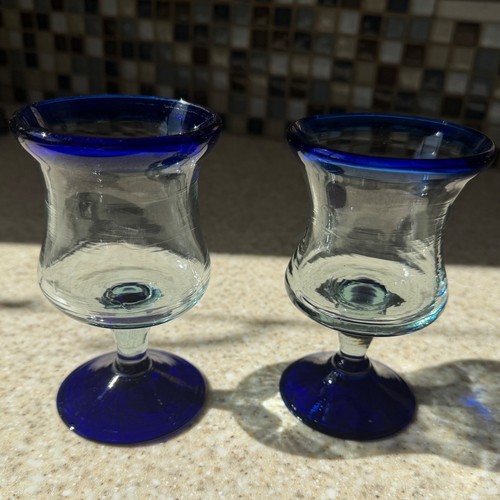 Vtg mexican hand blown - mexican, cobalt